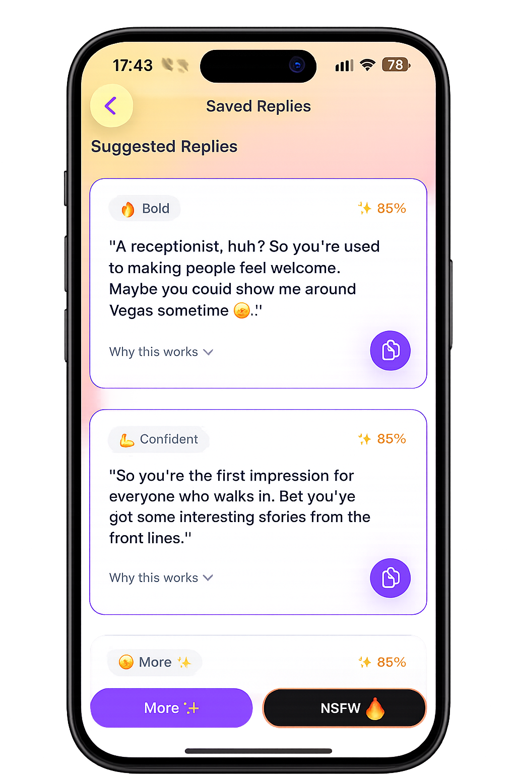 Datewise App - Suggested Replies Feature